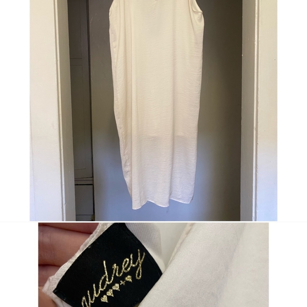 Audrey ivory satin midi dress